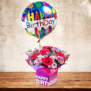 Purple Rose Birthday Flower Arrangement